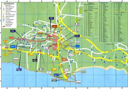 street map of ayia napa showing the location of popular shops