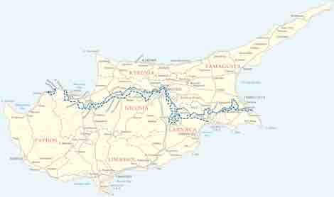 cyprus north/south divide map