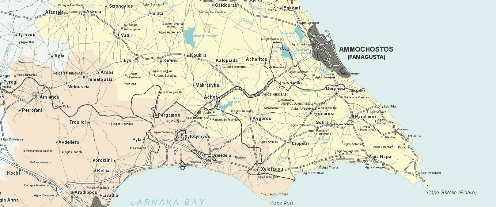 Street Map of Famagusta | Map of the Famagusta District | Maps of Cyprus