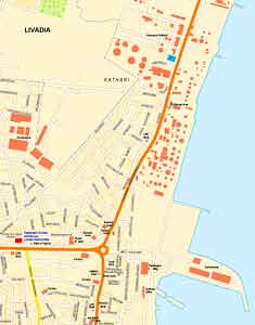 street map of larnaka harbour area in cyprus